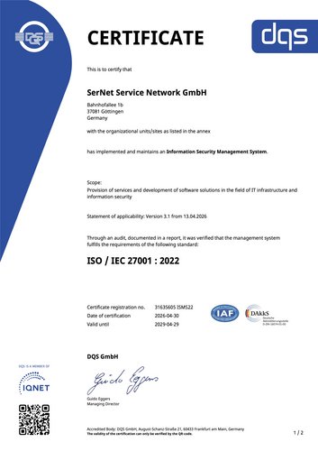 Certificate ISO 27001